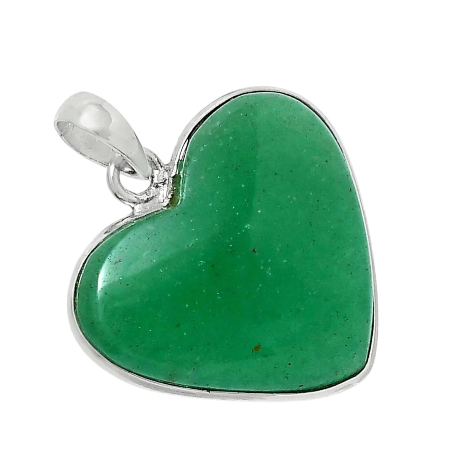 HEART Green Onyx Solid 925 Sterling Silver Pendant