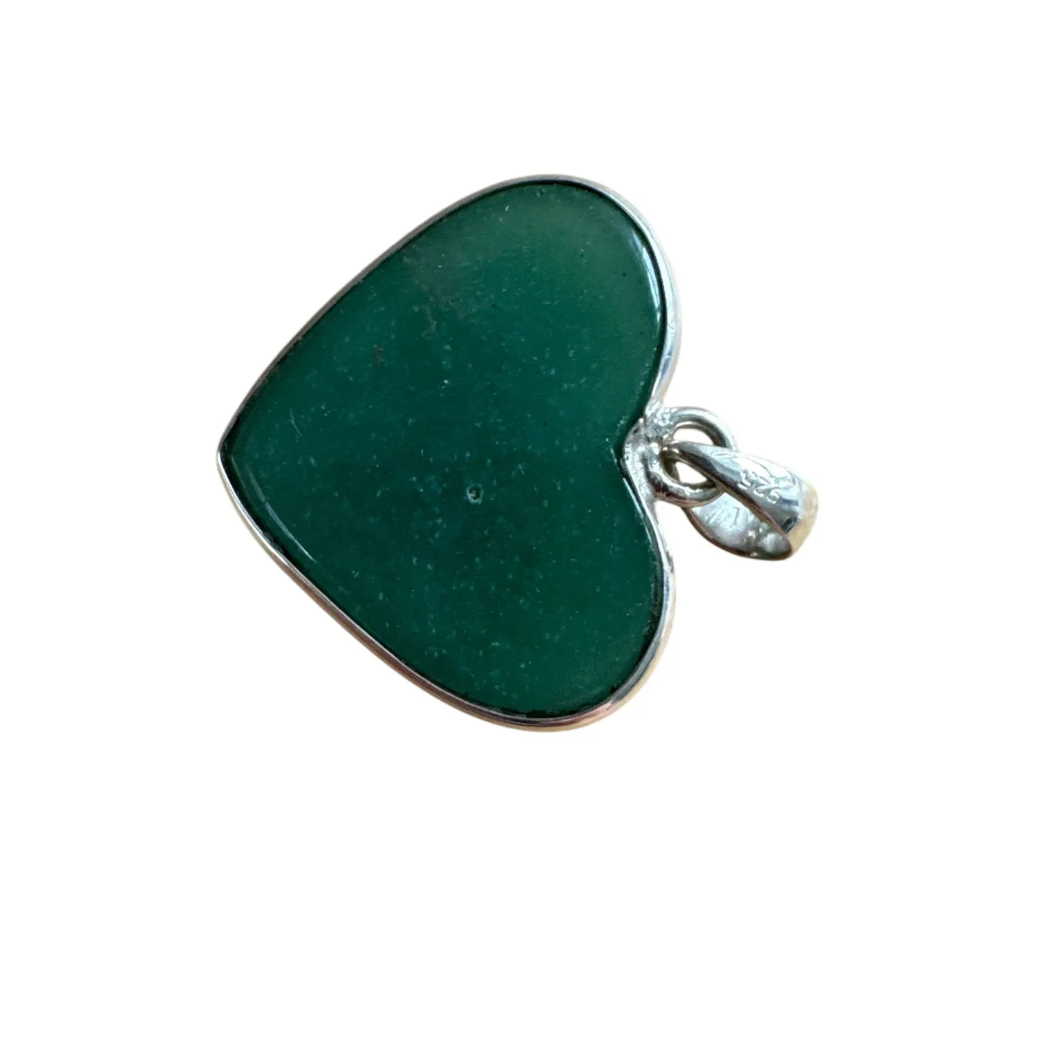 HEART Green Onyx Solid 925 Sterling Silver Pendant