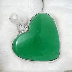 HEART Green Onyx Solid 925 Sterling Silver Pendant