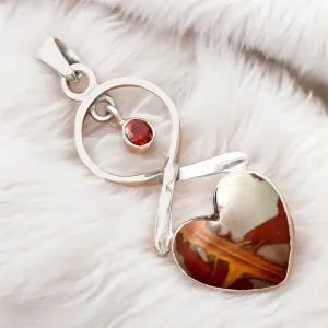 HEART Noreena Jasper Solid 925 Sterling Silver Pendant