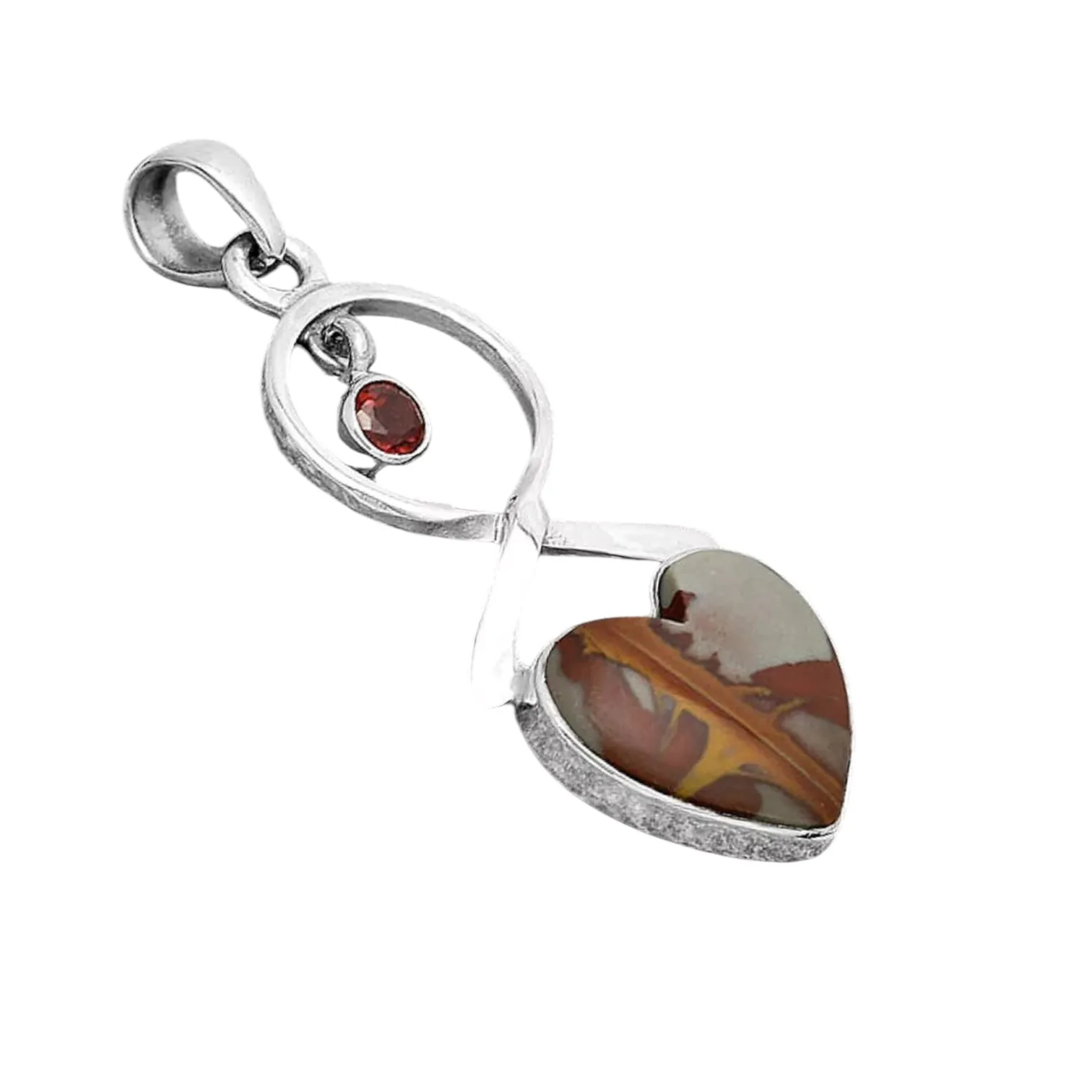 HEART Noreena Jasper Solid 925 Sterling Silver Pendant