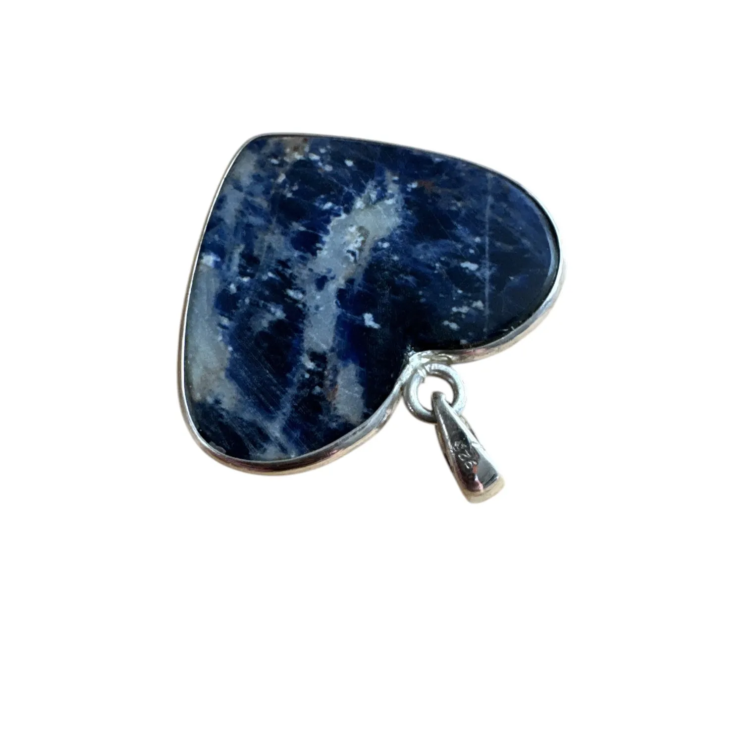 HEART Sodalite Solid 925 Sterling Silver Pendant