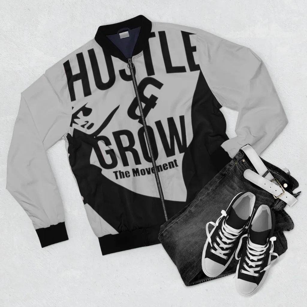 Hustle & Grow Bomber Jacket (Light Gray)
