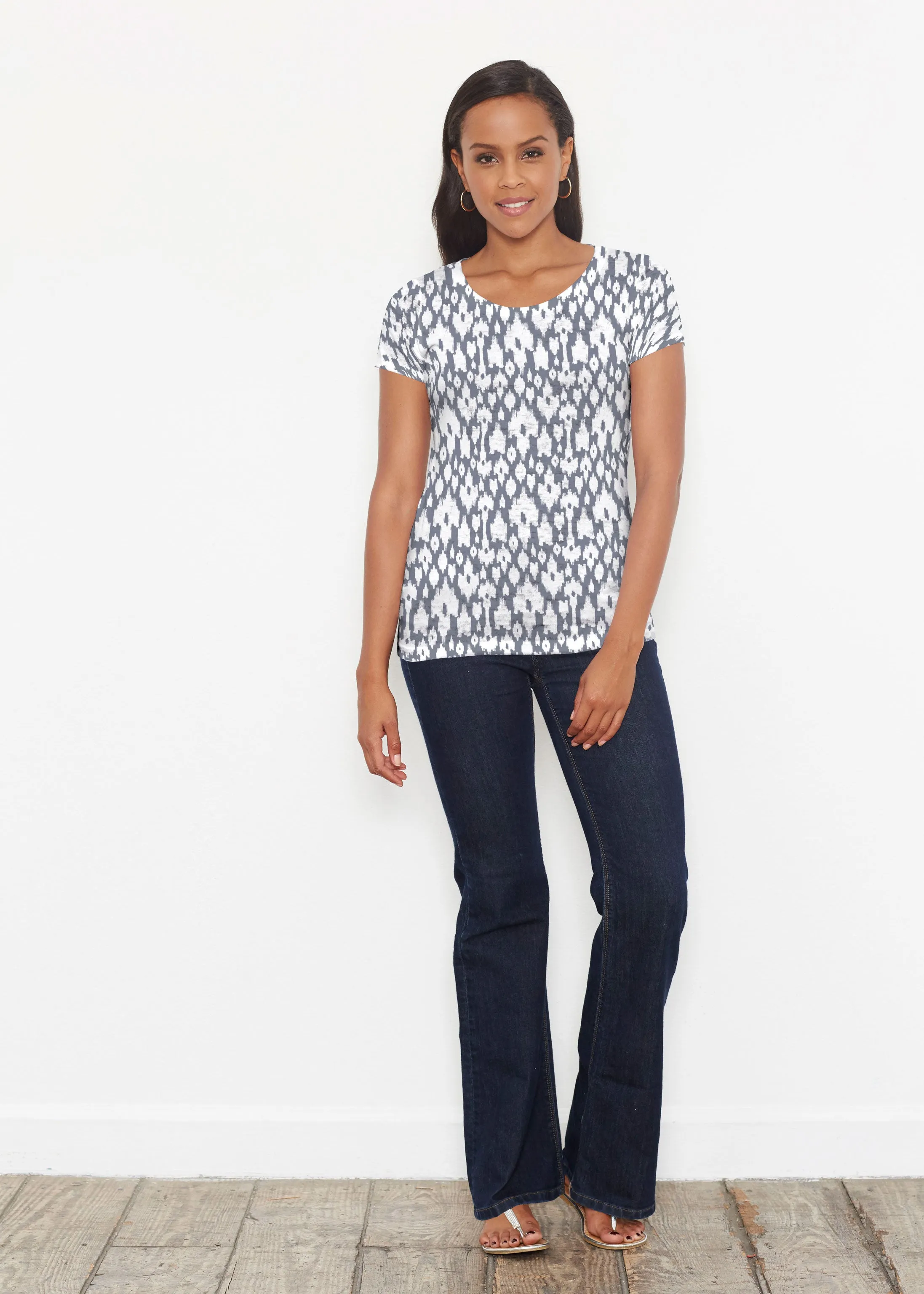 Ikat Lattice Pink (7975) ~ Short Sleeve Scoop Shirt