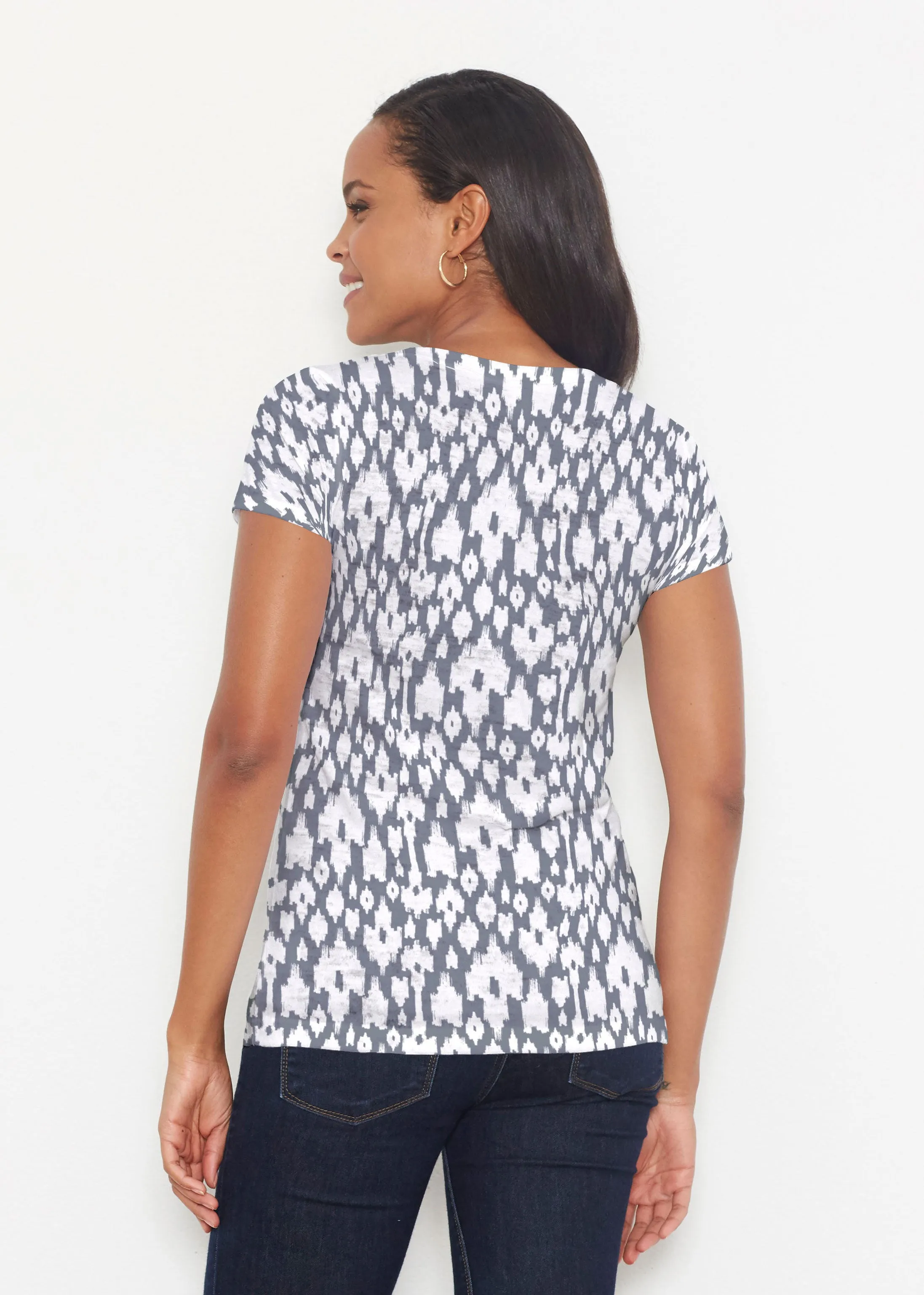 Ikat Lattice Pink (7975) ~ Short Sleeve Scoop Shirt
