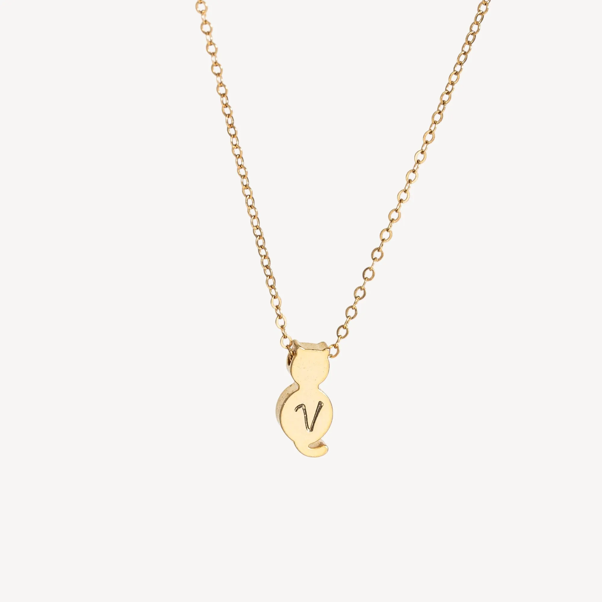 Initial Cat Necklace