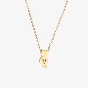 Initial Cat Necklace