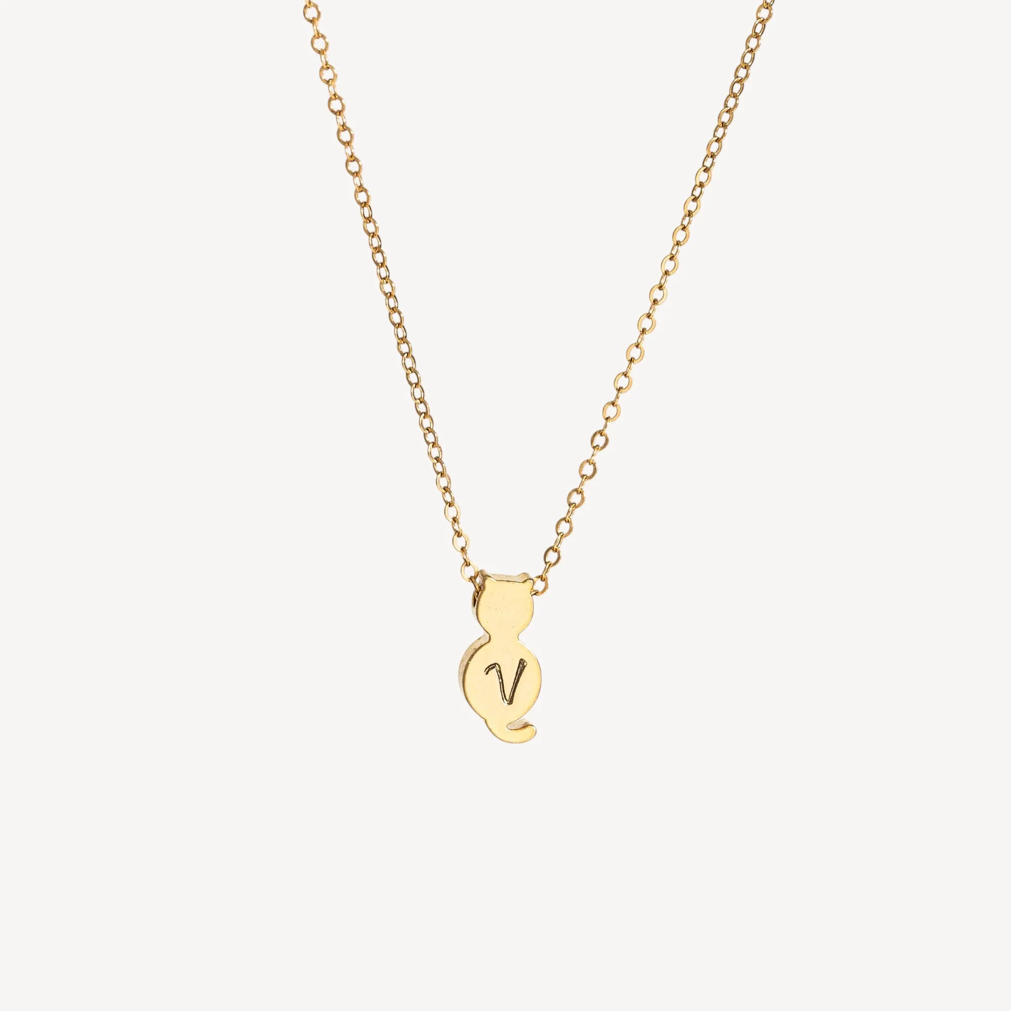 Initial Cat Necklace