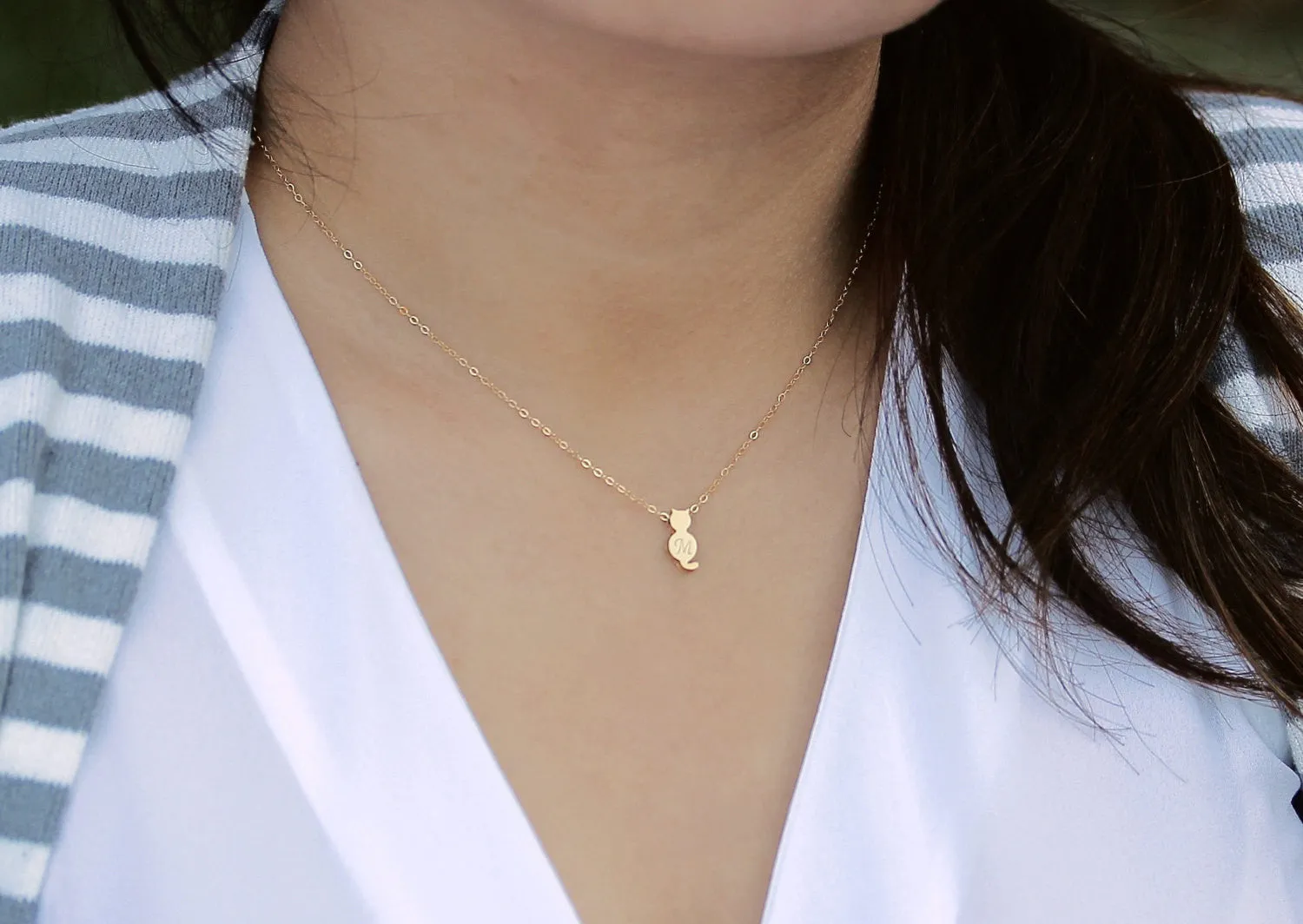 Initial Cat Necklace