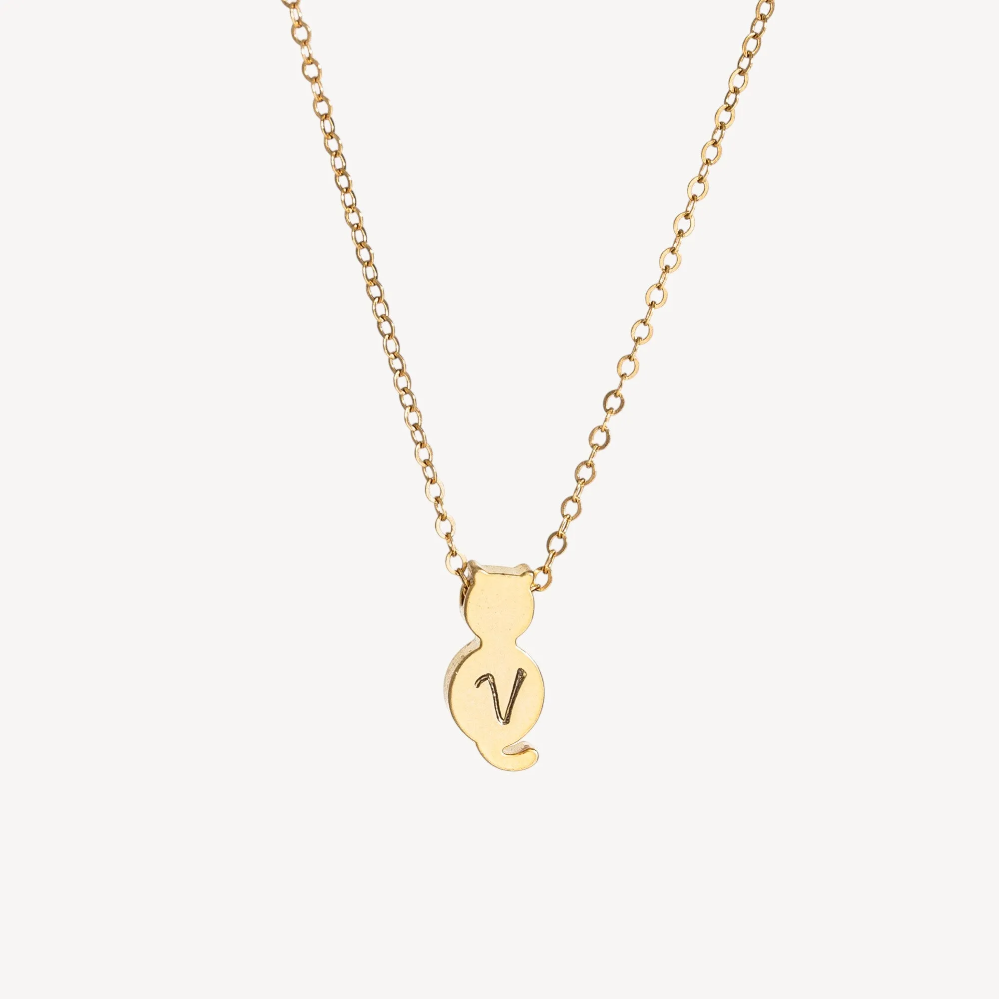 Initial Cat Necklace