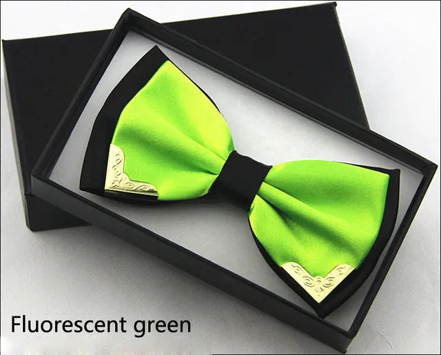Jbersee Luxury Boutique Fashion Metal Bow Ties for Men Women Wedding Party Butterfly Bowtie Gravata Slim Black Bow Tie Cravat