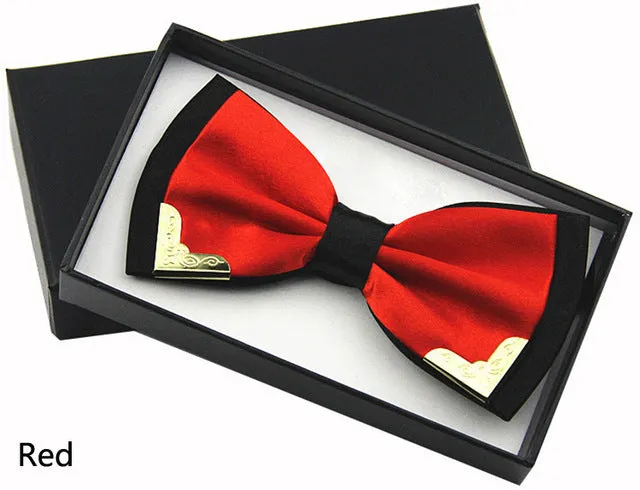Jbersee Luxury Boutique Fashion Metal Bow Ties for Men Women Wedding Party Butterfly Bowtie Gravata Slim Black Bow Tie Cravat