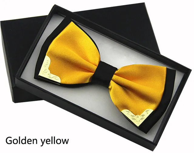 Jbersee Luxury Boutique Fashion Metal Bow Ties for Men Women Wedding Party Butterfly Bowtie Gravata Slim Black Bow Tie Cravat