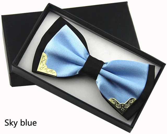 Jbersee Luxury Boutique Fashion Metal Bow Ties for Men Women Wedding Party Butterfly Bowtie Gravata Slim Black Bow Tie Cravat