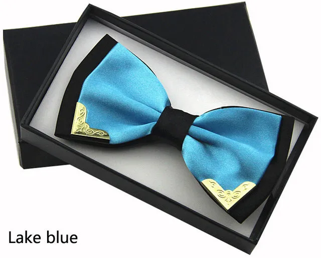 Jbersee Luxury Boutique Fashion Metal Bow Ties for Men Women Wedding Party Butterfly Bowtie Gravata Slim Black Bow Tie Cravat