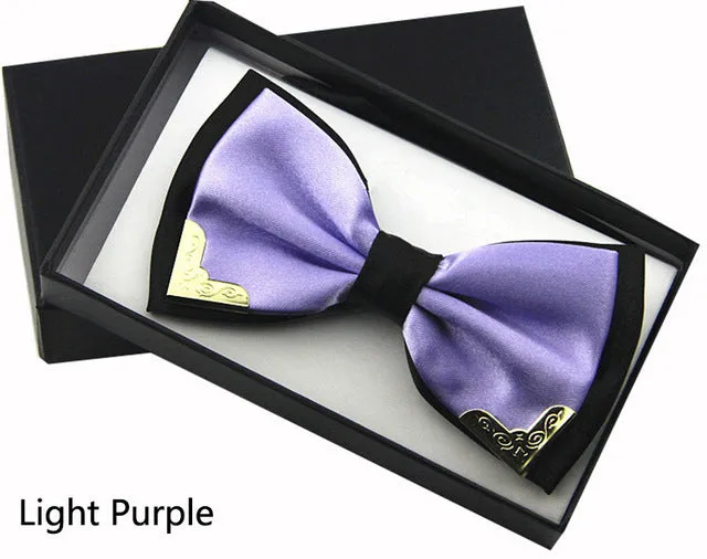 Jbersee Luxury Boutique Fashion Metal Bow Ties for Men Women Wedding Party Butterfly Bowtie Gravata Slim Black Bow Tie Cravat