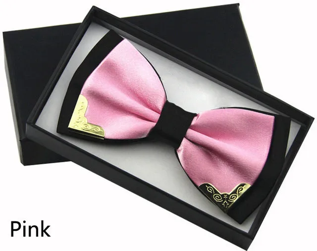 Jbersee Luxury Boutique Fashion Metal Bow Ties for Men Women Wedding Party Butterfly Bowtie Gravata Slim Black Bow Tie Cravat
