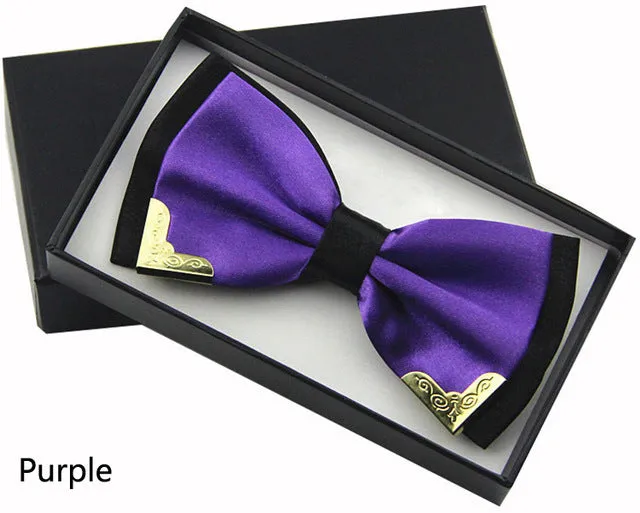 Jbersee Luxury Boutique Fashion Metal Bow Ties for Men Women Wedding Party Butterfly Bowtie Gravata Slim Black Bow Tie Cravat
