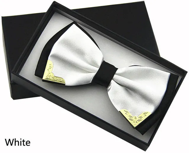 Jbersee Luxury Boutique Fashion Metal Bow Ties for Men Women Wedding Party Butterfly Bowtie Gravata Slim Black Bow Tie Cravat