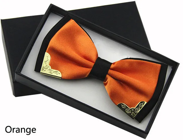 Jbersee Luxury Boutique Fashion Metal Bow Ties for Men Women Wedding Party Butterfly Bowtie Gravata Slim Black Bow Tie Cravat