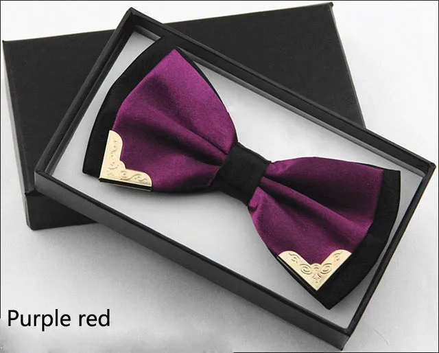 Jbersee Luxury Boutique Fashion Metal Bow Ties for Men Women Wedding Party Butterfly Bowtie Gravata Slim Black Bow Tie Cravat