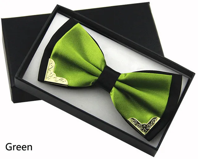 Jbersee Luxury Boutique Fashion Metal Bow Ties for Men Women Wedding Party Butterfly Bowtie Gravata Slim Black Bow Tie Cravat