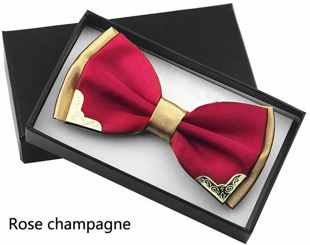 Jbersee Luxury Boutique Fashion Metal Bow Ties for Men Women Wedding Party Butterfly Bowtie Gravata Slim Black Bow Tie Cravat