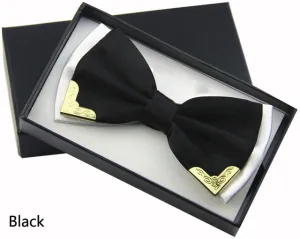 Jbersee Luxury Boutique Fashion Metal Bow Ties for Men Women Wedding Party Butterfly Bowtie Gravata Slim Black Bow Tie Cravat