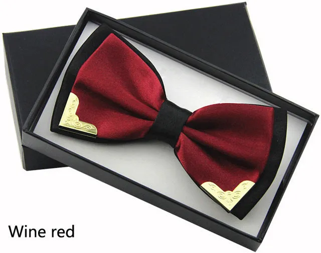 Jbersee Luxury Boutique Fashion Metal Bow Ties for Men Women Wedding Party Butterfly Bowtie Gravata Slim Black Bow Tie Cravat