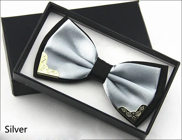 Jbersee Luxury Boutique Fashion Metal Bow Ties for Men Women Wedding Party Butterfly Bowtie Gravata Slim Black Bow Tie Cravat