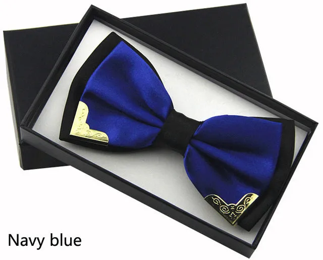 Jbersee Luxury Boutique Fashion Metal Bow Ties for Men Women Wedding Party Butterfly Bowtie Gravata Slim Black Bow Tie Cravat
