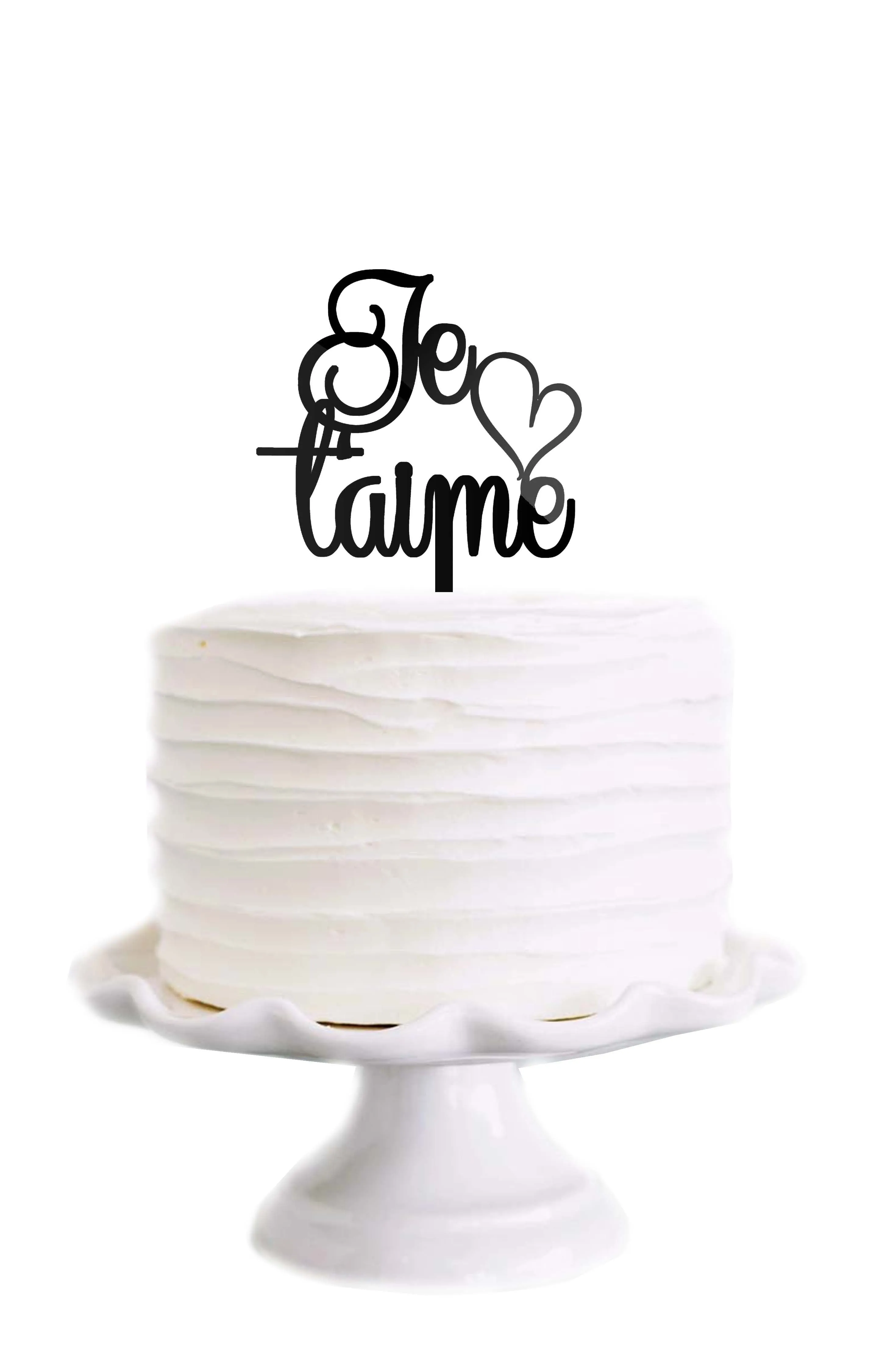 Je T'aime Wedding Cake Topper French Paris Theme I Love You Black Acrylic