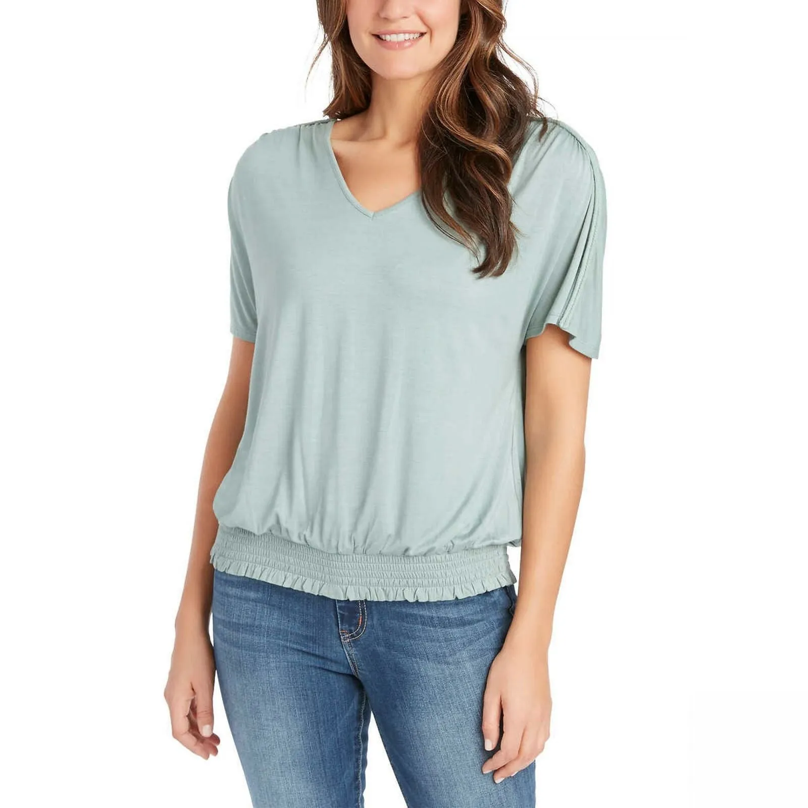 Jessica Simpson Women's Esther Ruched Bottom Short Sleeve T-Shirt