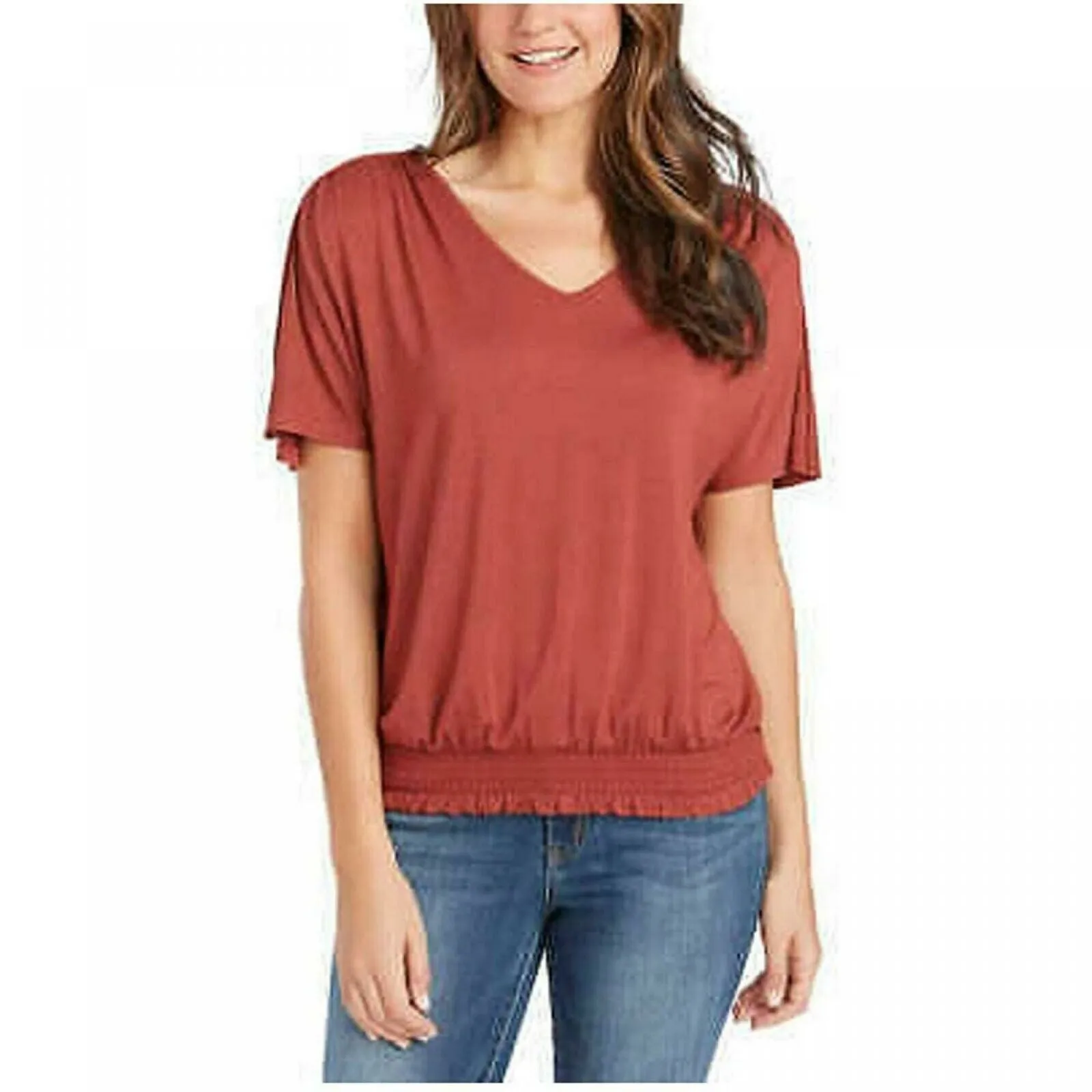 Jessica Simpson Women's Esther Ruched Bottom Short Sleeve T-Shirt