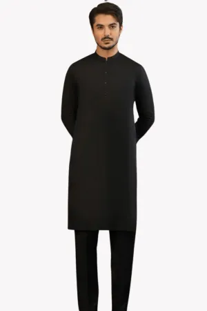 Jet Black Kurta Pajama For Men