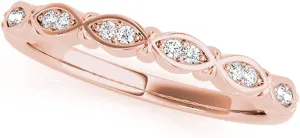 JewelMore 1/10CT Round Diamond Wedding Band 14K Solid Rose Gold, White Gold & Yellow Gold (H-I , I2-I3)