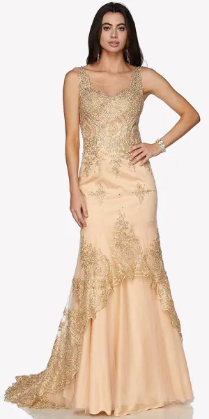 Juliet 654 Mermaid Gown Lace Up Back Embroidered