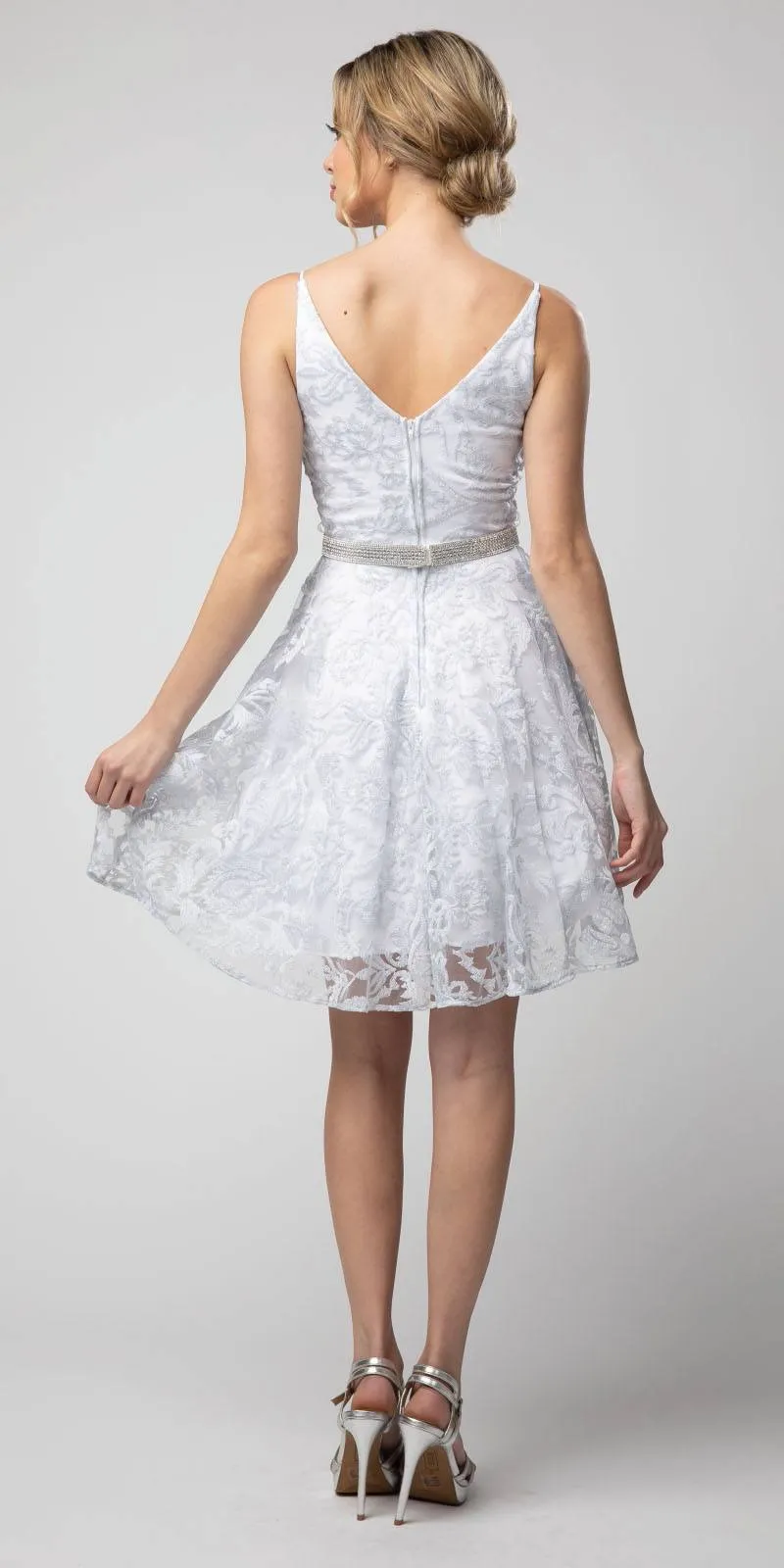 Juno 1047 Embroidered Homecoming Short Dress V-Neck