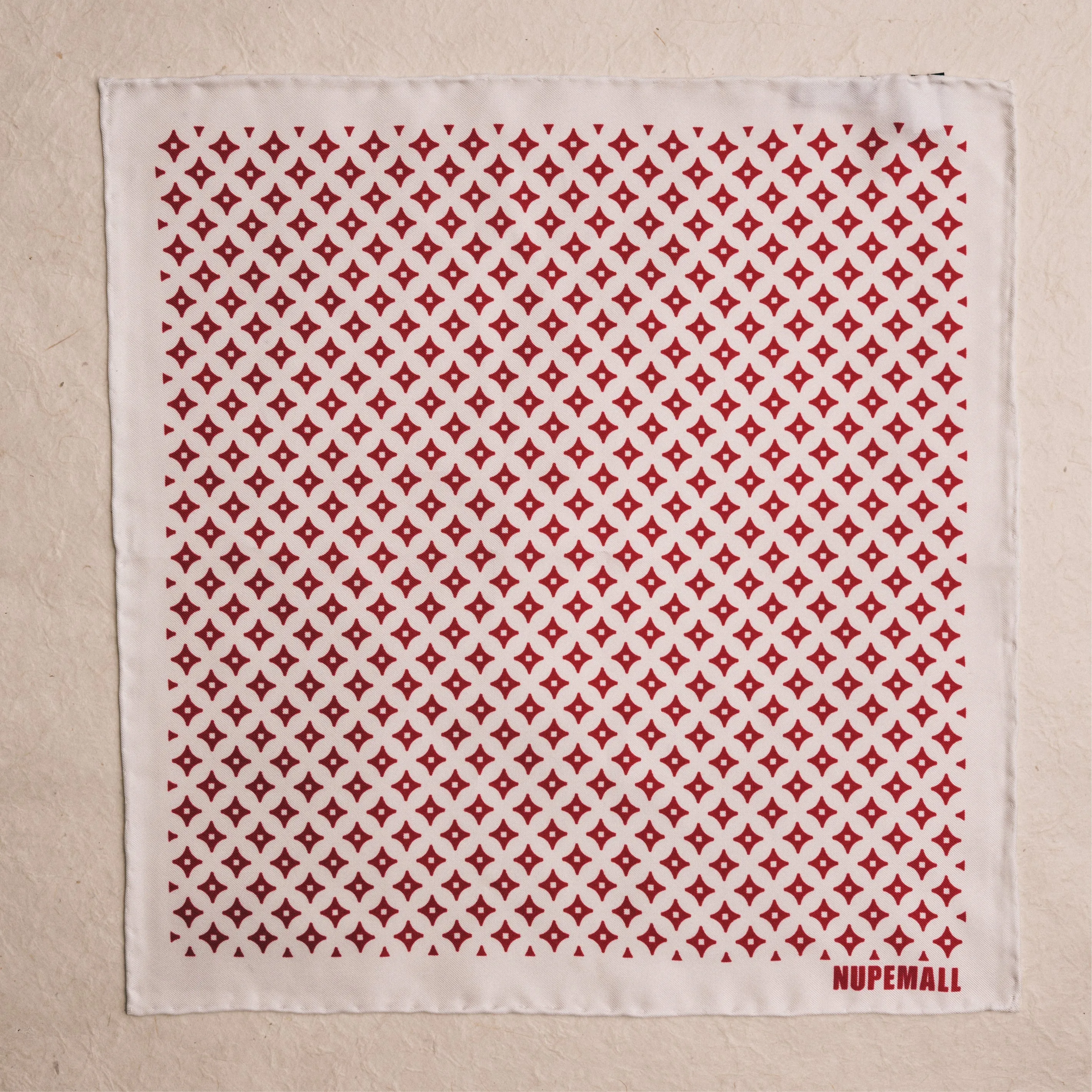 Kappa Alpha Psi Diamond Star Pattern Pocket Square (White/Krimson)