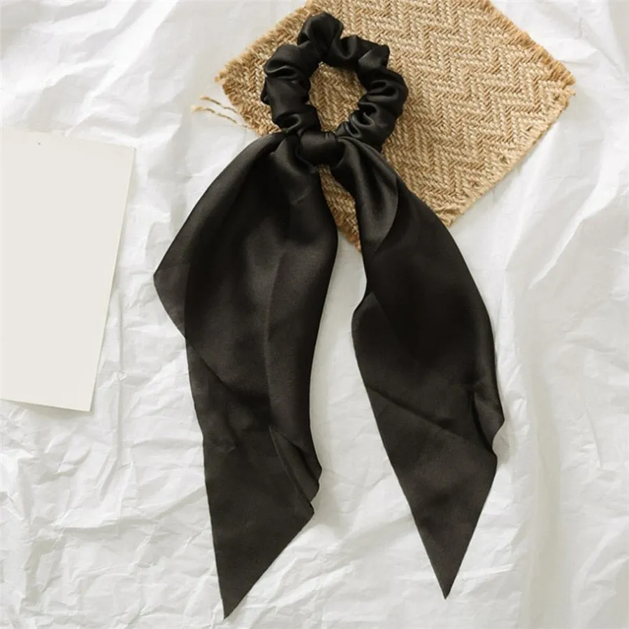 Knotted Bow Satin Silk Hair Scrunchies