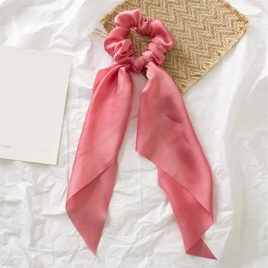 Knotted Bow Satin Silk Hair Scrunchies