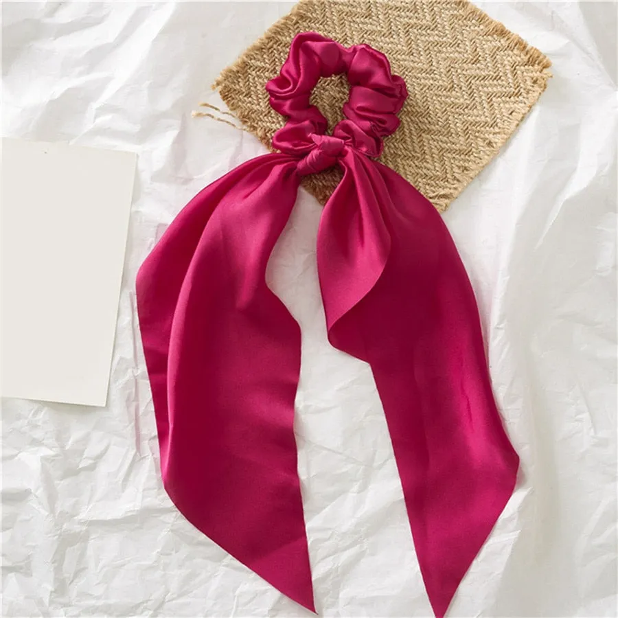 Knotted Bow Satin Silk Hair Scrunchies