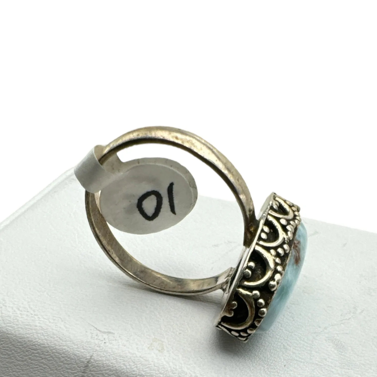 Larimar Solid 925 Sterling Silver Ring 10