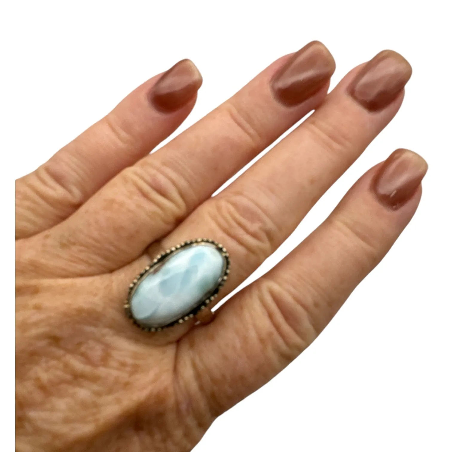 Larimar Solid 925 Sterling Silver Ring 10