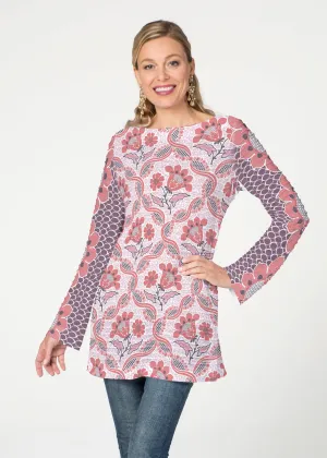 Lattice Floral (7959) ~ Banded Boatneck Tunic