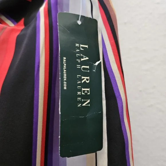Lauren Ralph Lauren Limone Silk Stripe‎ Drape Skirt Petite S PS $159