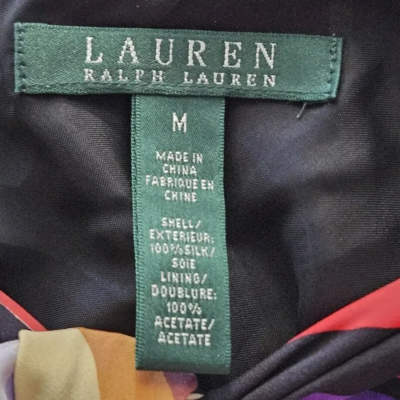 Lauren Ralph Lauren Limone Silk Stripe‎ Drape Skirt Petite S PS $159