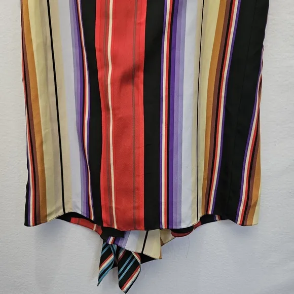 Lauren Ralph Lauren Limone Silk Stripe‎ Drape Skirt Petite S PS $159