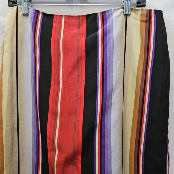 Lauren Ralph Lauren Limone Silk Stripe‎ Drape Skirt Petite S PS $159