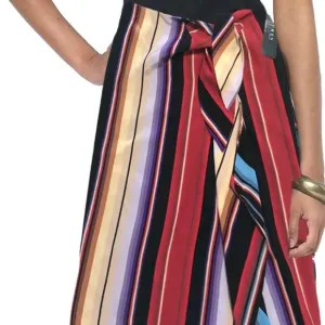 Lauren Ralph Lauren Limone Silk Stripe‎ Drape Skirt Petite S PS $159